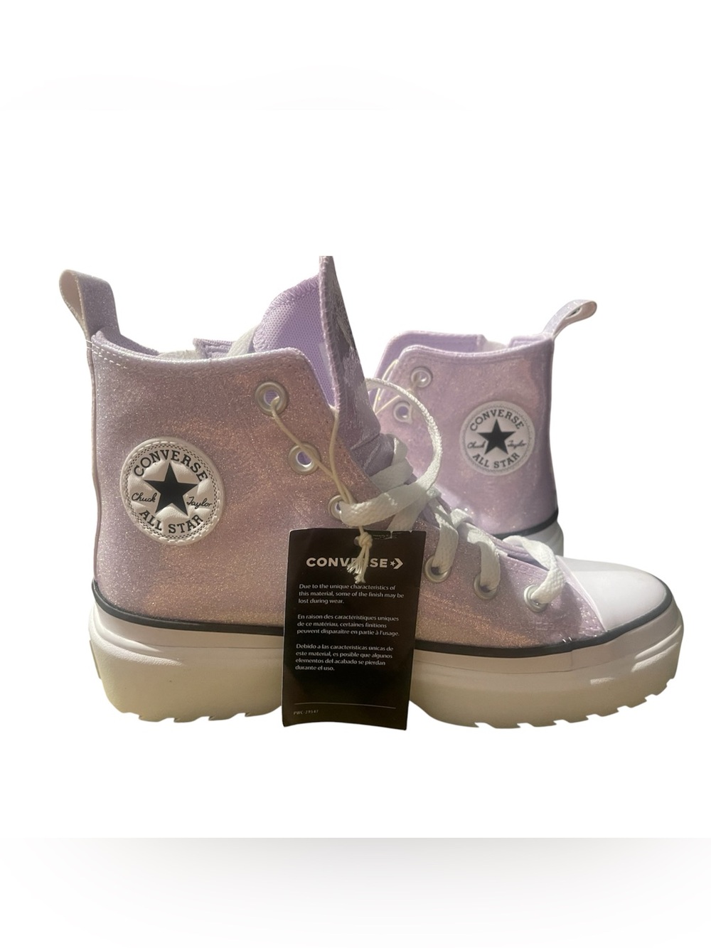 Converse Glitter High Top Sneakers - Light Purple & White